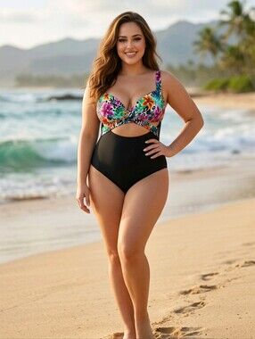 NWOT Swimsuits For All - Cut Out Underwire One Piece Swimsuit Size 24
